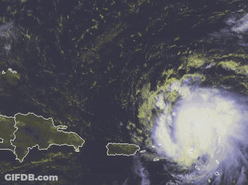 A Map Of Dominican Republic Shows A Hurricane In The Distance GIF