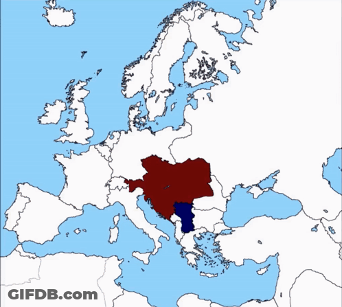 A Map Of Europe Shows A Few Countries In Red GIF