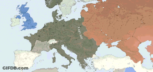 A Map Of Europe Shows The Number Of Enlisted Soldiers In Each Country GIF