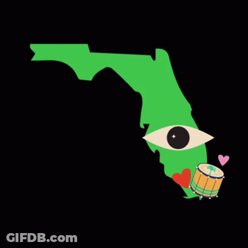 A Map Of Florida With An Eye And A Drum On It GIF