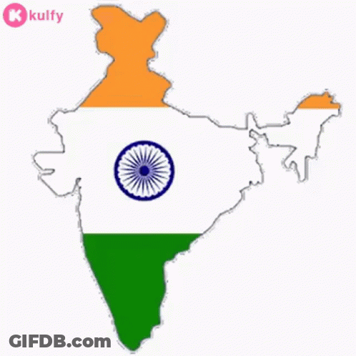 A Map Of India With A Flag On It GIF