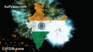 A Map Of India With The Flag Painted On It . GIF