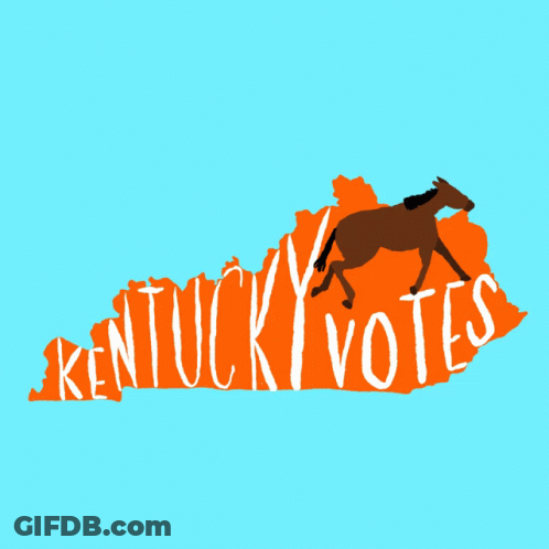 A Map Of Kentucky With A Horse And The Word Kentucky Votes GIF