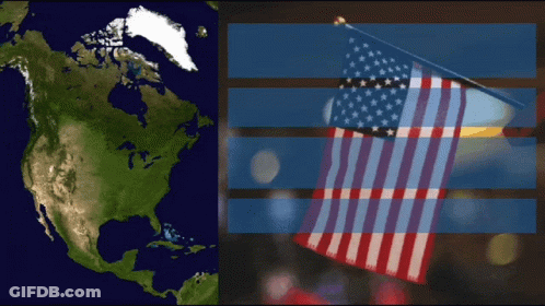 A Map Of North America Next To A Flag GIF