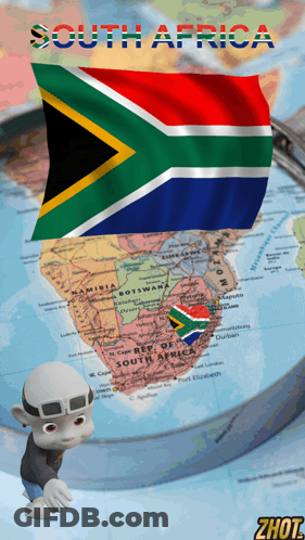 A Map Of South Africa With A Flag On Top GIF