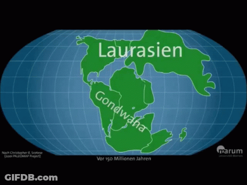 A Map Of The Earth With The Word Laurasien Written On It GIF