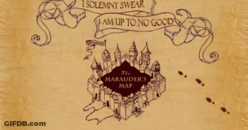 A Map Of The Marauder 'S Map Has A Banner That Says " I Solemnly Swear " GIF