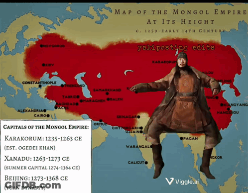 A Map Of The Mongol Empire At Its Height Is Shown GIF