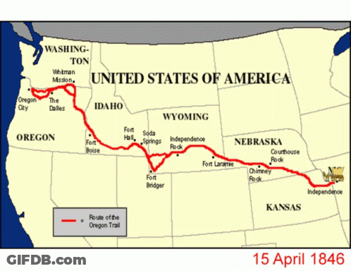A Map Of The Route Of The Oregon Trail GIF