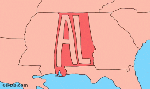A Map Of The United States With The State Of Alabama In The Middle GIF