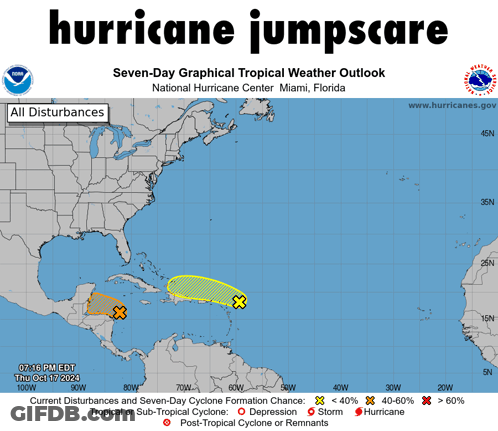 A Map Of The United States With The Words Hurricane Jumpscare On Top GIF