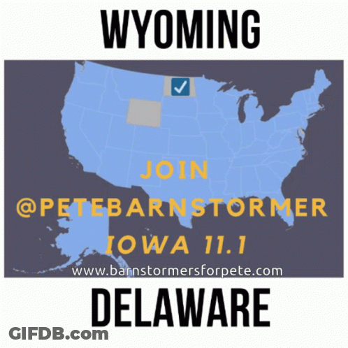 A Map Of The United States With The Words Wyoming And Delaware Below It GIF