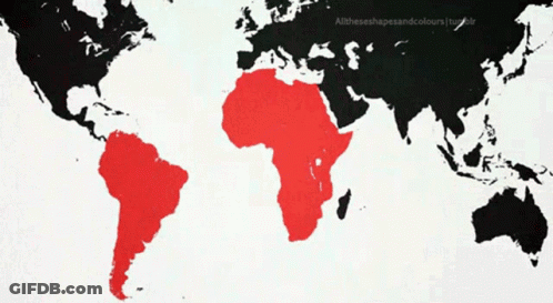 A Map Of The World Shows The African Continent In Red GIF