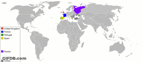 A Map Of The World Shows The United Kingdom In Red GIF