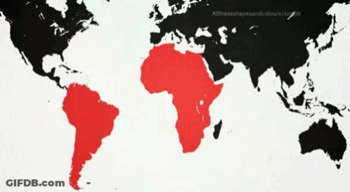A Map Of The World With A Red Area In The Middle GIF