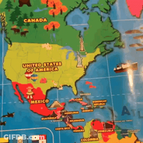 A Map Of The World With Spaghetti On It . GIF