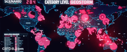 A Map Of The World With The Words Category Level Geostorm On The Top GIF
