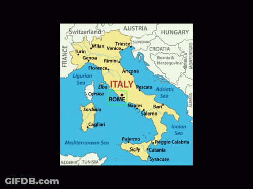 A Map Showing The Location Of Italy With Rome Highlighted GIF