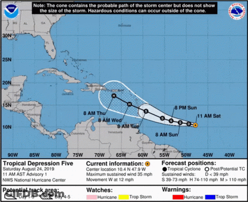 A Map Showing The Path Of Hurricane Dorian GIF