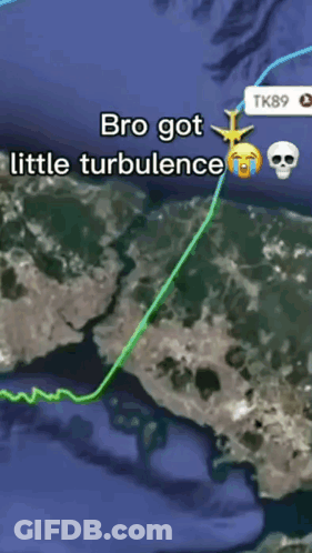 A Map With The Words Bro Got Little Turbulence GIF