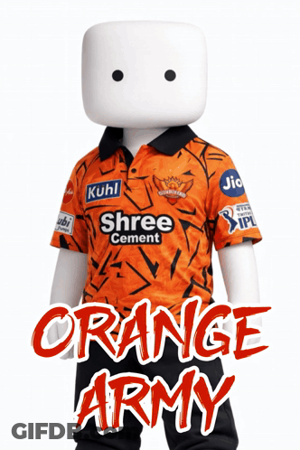 A Marshmallow Wearing An Orange Shirt That Says Orange Army On It GIF