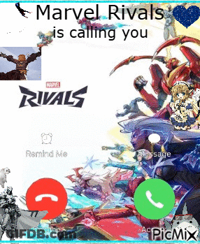 A Marvel Rivals Is Calling You Screen With A Collage Of Characters GIF