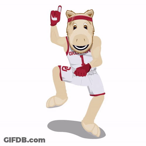 A Mascot For Oklahoma Is Wearing Number 1 GIF