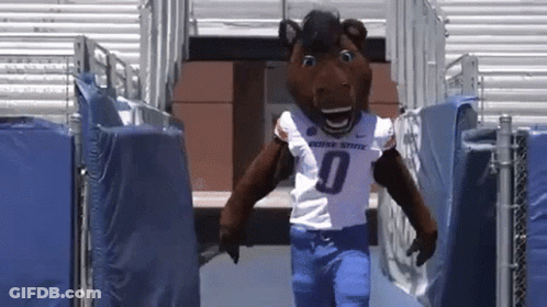 A Mascot For The Georgia State Football Team Walks Down The Stairs GIF