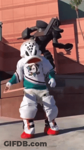 A Mascot For The Mighty Ducks Is Dancing GIF