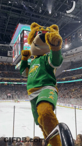 A Mascot For The Minnesota Wild Is Wearing Sunglasses GIF