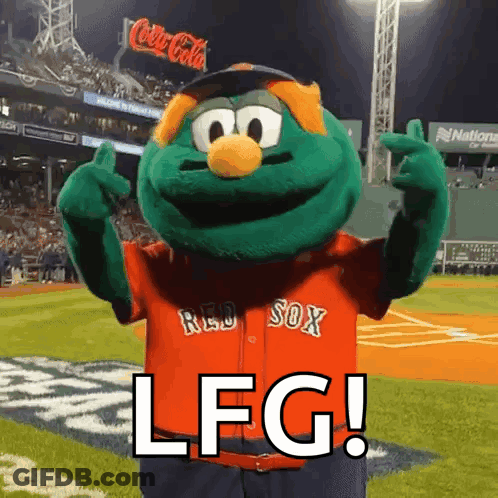 A Mascot For The Red Sox Is Giving The Middle Finger And Says Lfg GIF