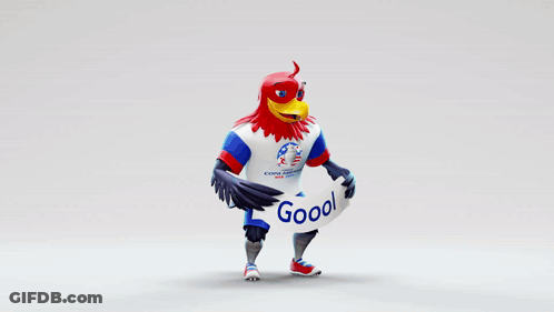 A Mascot Holding A Sign That Says " Good " GIF