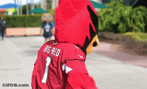 A Mascot Is Wearing A Jersey That Says Big Red GIF