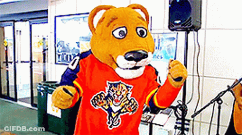 A Mascot Is Wearing An Orange Shirt With A Tiger On It GIF