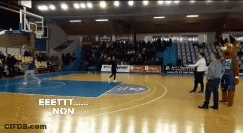 A Mascot On A Basketball Court Says Eeettt ... Non GIF