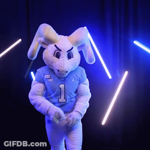 A Mascot Wearing A Blue Jersey With The Number 1 GIF