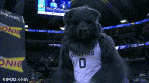 A Mascot Wearing A Memphis Jersey With The Number 0 GIF