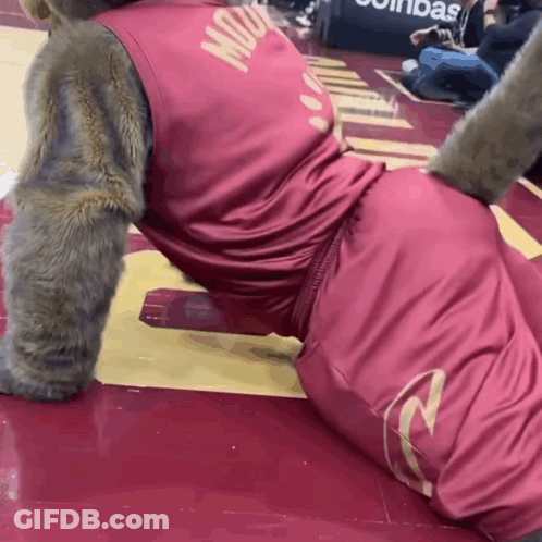 A Mascot Wearing A Red Jersey That Says ' Moscow ' On It GIF