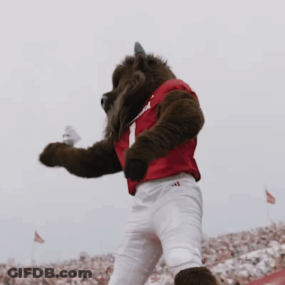 A Mascot Wearing A Red Jersey With The Number One On It GIF