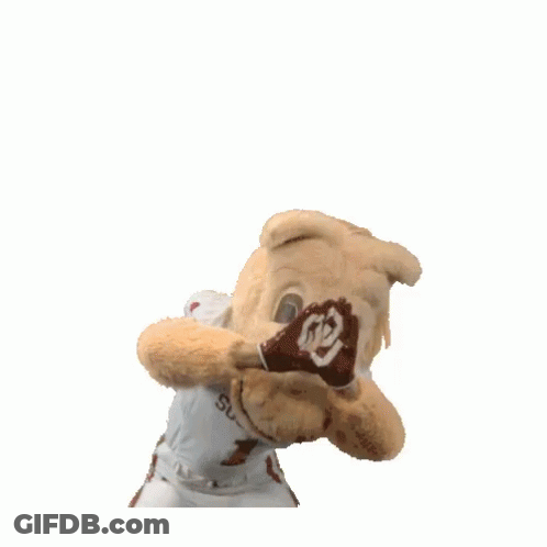 A Mascot With The Number 1 On His Jersey Is Holding A Football GIF