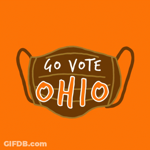 A Mask That Says " Go Vote Ohio " On It GIF