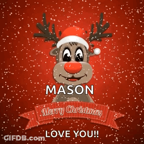 A Mason Merry Christmas Card With A Reindeer GIF
