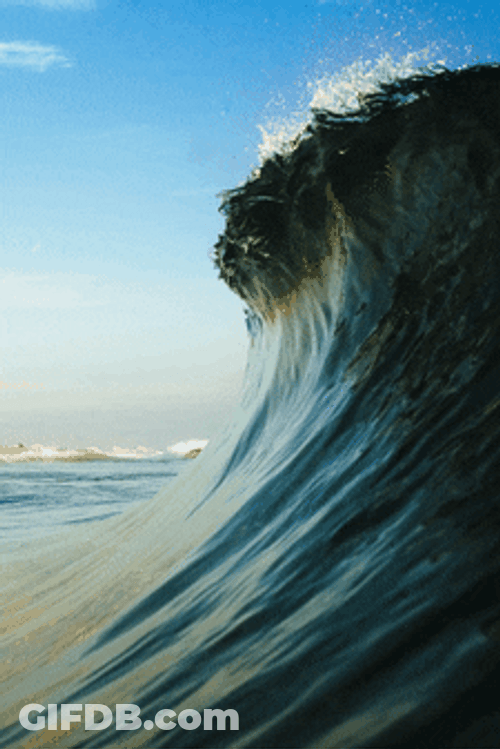 A Massive Blue Wave Rising GIF