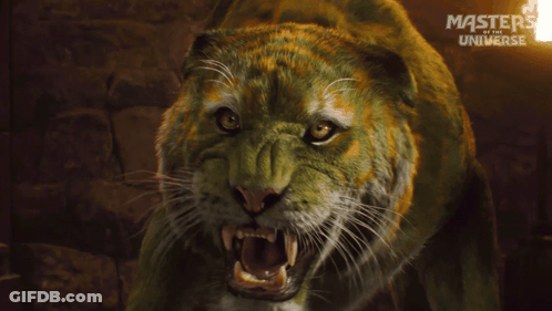 A Masters Of The Universe Poster With A Green Tiger GIF