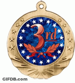 A Medal That Says 3Rd On It With Stars Around It GIF