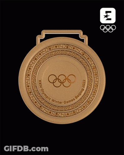 A Medal That Says Beijing 2022 Alpine Skiing Women 'S Downhill On It GIF