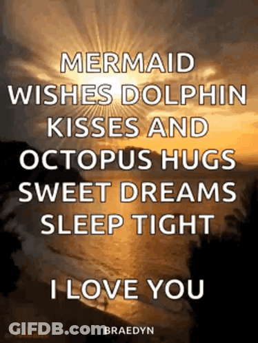 A Mermaid Wishes Dolphin Kisses And Octopus Hugs Sweet Dreams Sleep Tight I Love You Braedyn GIF