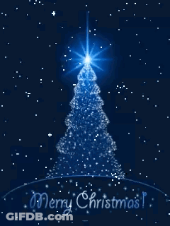 A Merry Christmas Card With A Christmas Tree And A Star GIF