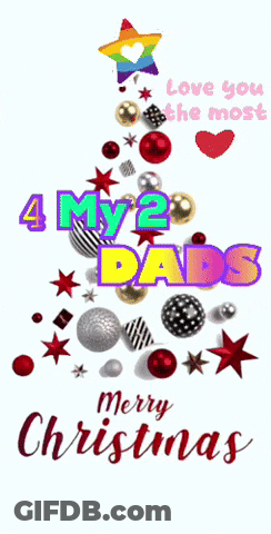 A Merry Christmas Card With A Christmas Tree Made Of Ornaments GIF