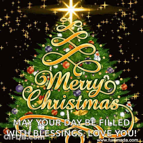 A Merry Christmas Card With A Christmas Tree GIF
